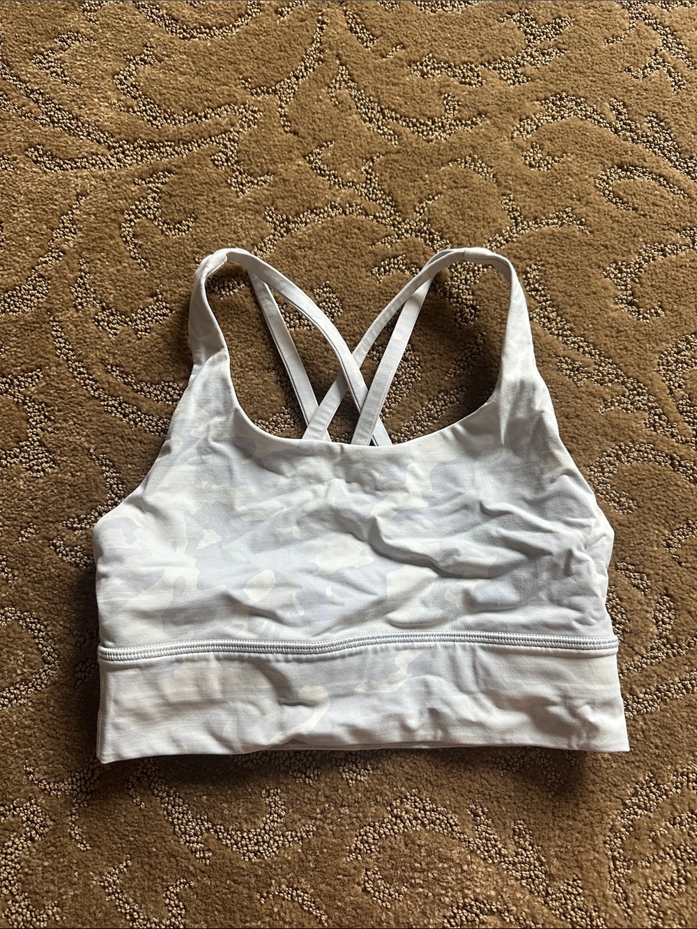 Light Gray Camouflage Crisscross Sports Bra - Women